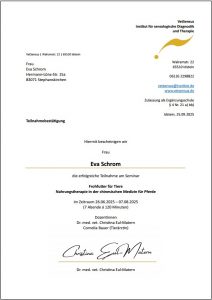 Teilnahmebescheinigung FrohfutterPferd Teilnahmebescheinigung FrohfutterPferd